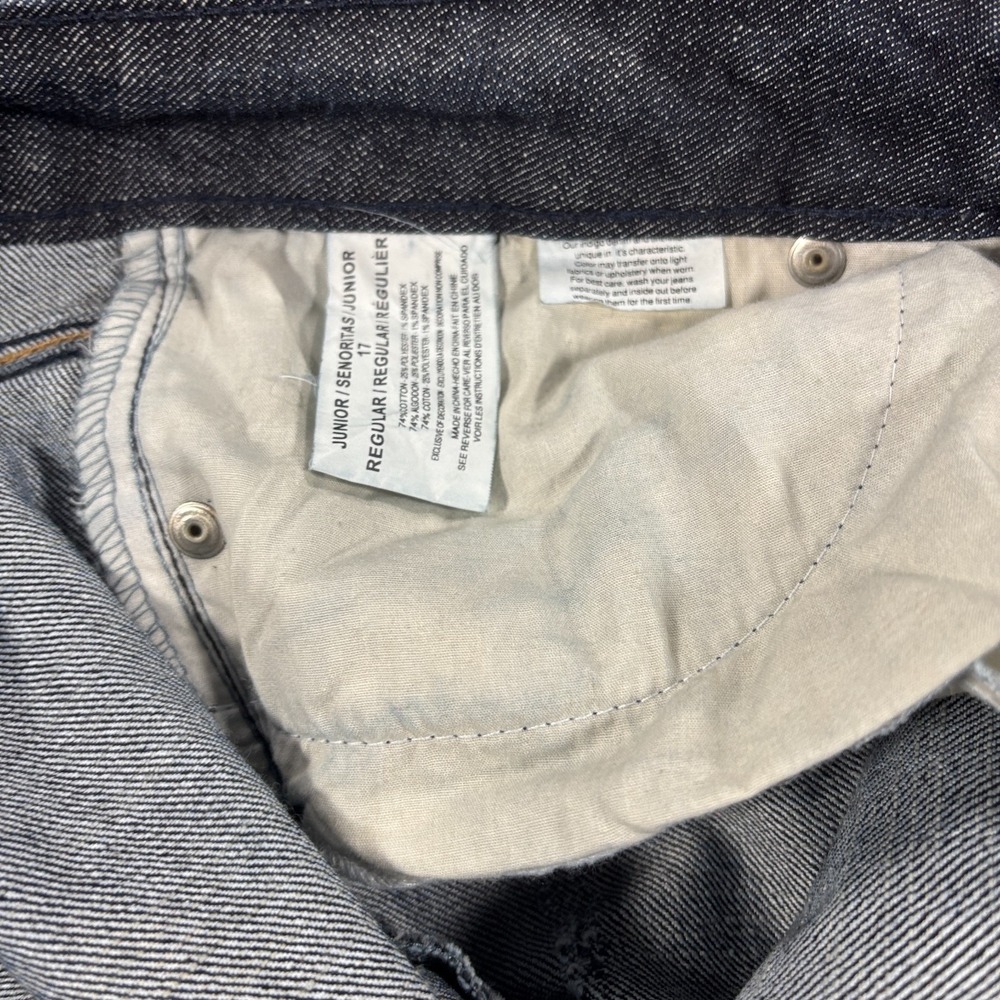 L.e.i.‎ Ashley Trouble Skinny Jeans Junior 17 Blue Indigo Denim Embroidered - Picture 11 of 16